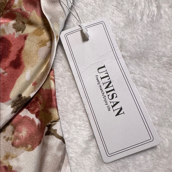 Nwt Womens Satin Feminine Floral Midi Dress L Fairycore Wedding Coquette Spring - Picture 10 of 10